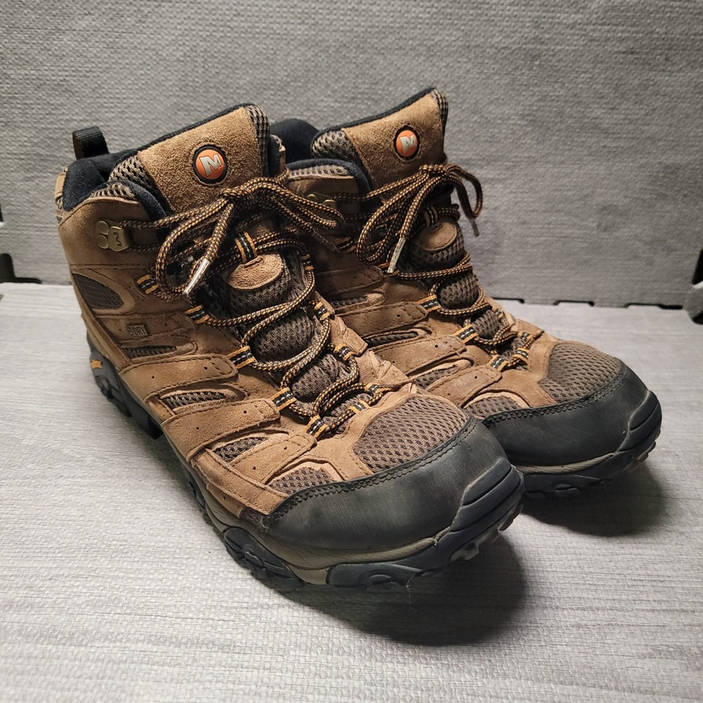 Merrell Moab 2 Mid Waterproof Hiking Boots Mens 13 Earth Brown Suede Vibram Sole